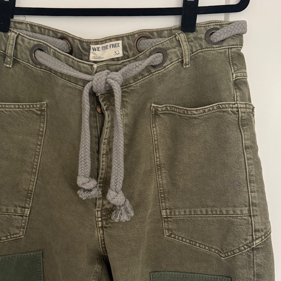 We The Free Free People Moxie Pull-On Barrel Jeans - Army Green - Picture 10 of 11